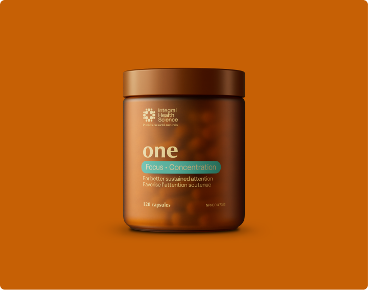 One Focus jar on an orange background